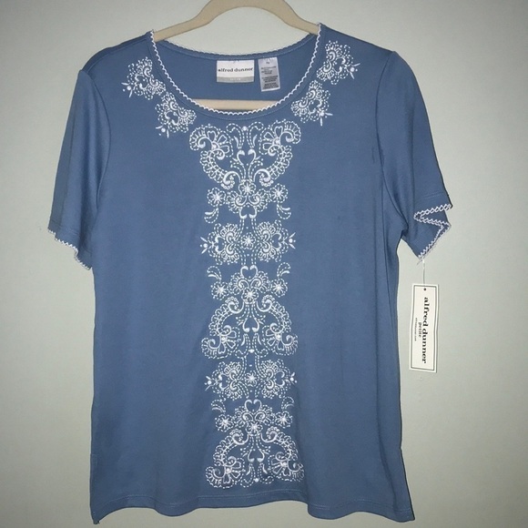 NWT Alfred Dunner Beaded & Embroidered Top Size PM - Picture 2 of 7